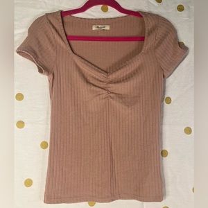 Rose / Mauve Colored Ribbed MADEWELL Top- NEVER WORN
